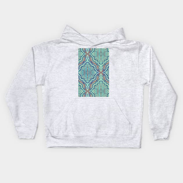 Marker Moroccan in Aqua, Cobalt Blue, Taupe & Teal Kids Hoodie by micklyn